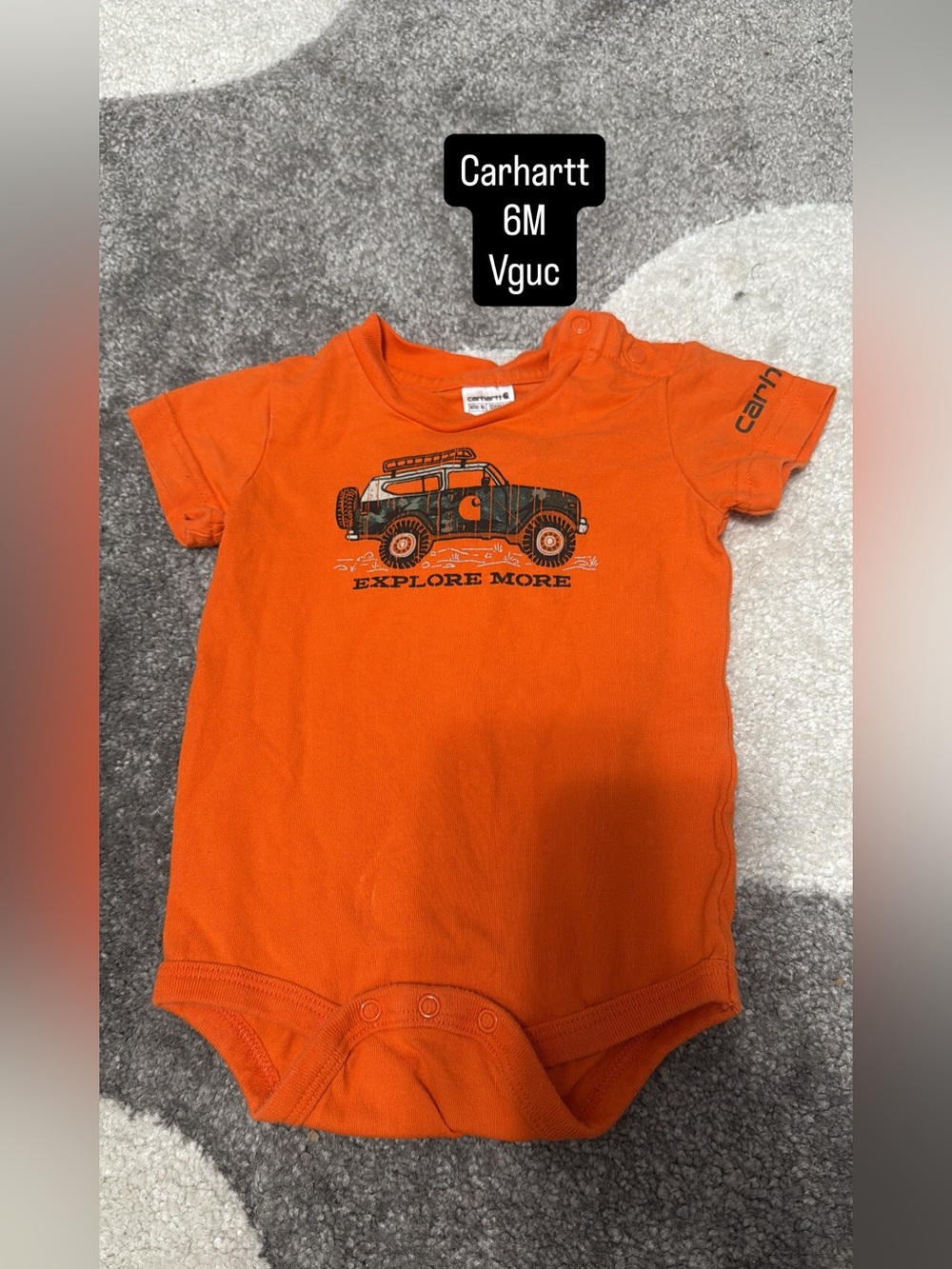 2 Carhartt Orange Baby Onesies